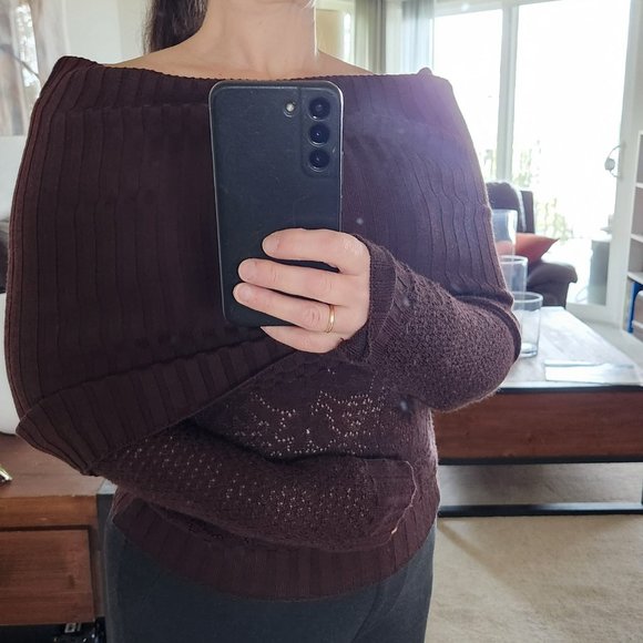 Missoni off shoulder chocolate floral jacquard knit Sweater Sz 40 Made in Italy - Picture 3 of 14